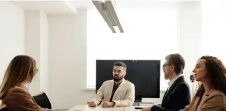 candidate and interviewees in office