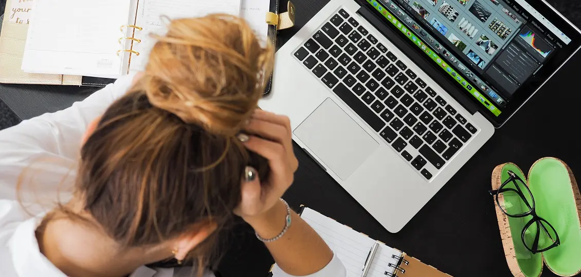 lady stress at desk