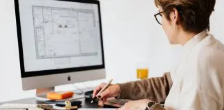 menopausal woman working at desk