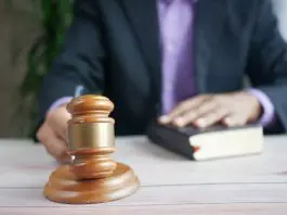 judge with gavel in hand