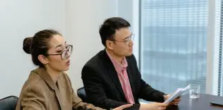 employees at meeting