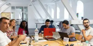 group of workers in office