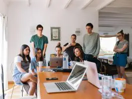Young office workers having a meeting