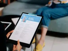 person checking CV details