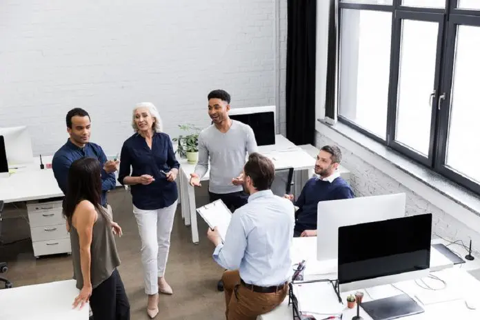 HRHQ Employee Retention & Career Development group of workers in training