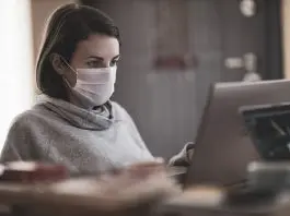 remote worker wearing mask