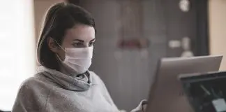 remote worker wearing mask