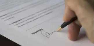 person signing contract of employment