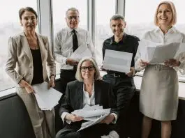 Group of healthy happy office workers