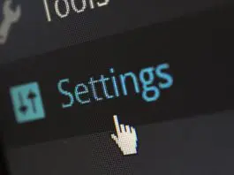 screenshot of cursor over "settings" link