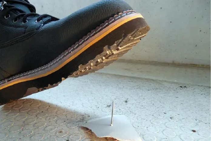 HSA 2021 annual report accident about to happen with boot stepping on nail