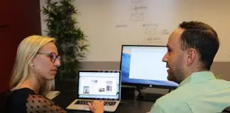 man on a training course with teacher
