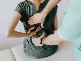 patient being examined for back problems