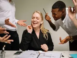 office worker trying to avoid argument
