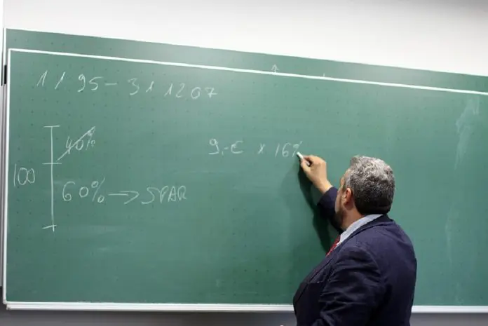 HRHQ Numbers teacher at blackboard