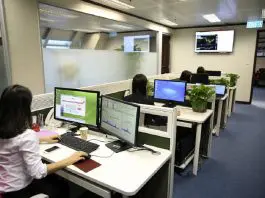 busy office with staff at work