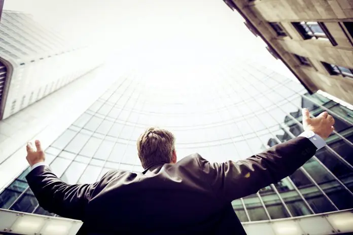 employee looking at the sky