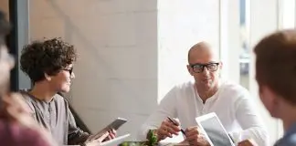 group of colleagues at meeting