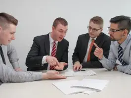 a meeting listening to complaints