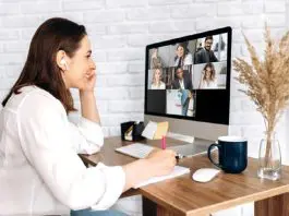 remote worker on zoom meeting