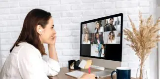 remote worker on zoom meeting