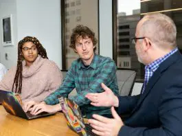 team leader with team members
