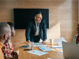 Leader at difficult team meeting