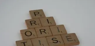 "prioritise" written iin scrabble tiles