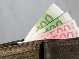 open wallet with euro notes
