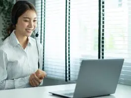 remote worker on zoom meeting