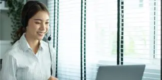remote worker on zoom meeting