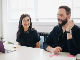 work colleagues in conversation