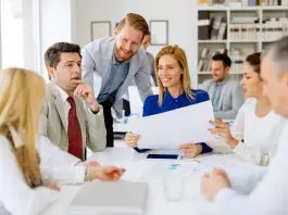 team leader at meeting