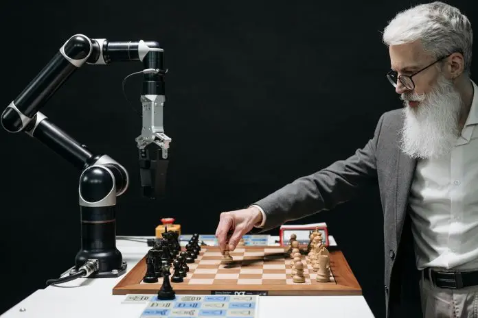 HRHQ AI & 2024 Man playing chess with computer