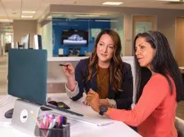 Employees at course