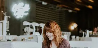 happy woman on video conference call