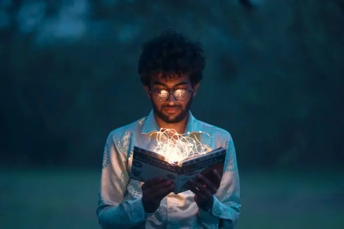 man reading a book