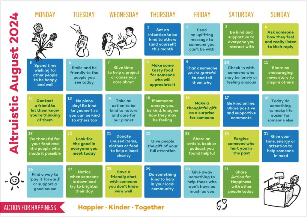 Altruistic August with Action for Happiness