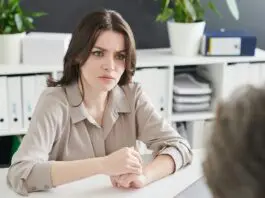 Employee in redundancy meeting