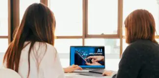 Work colleagues exploringAI software