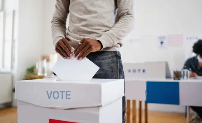 Irish General Election 2024 Voter casting vote in polling station