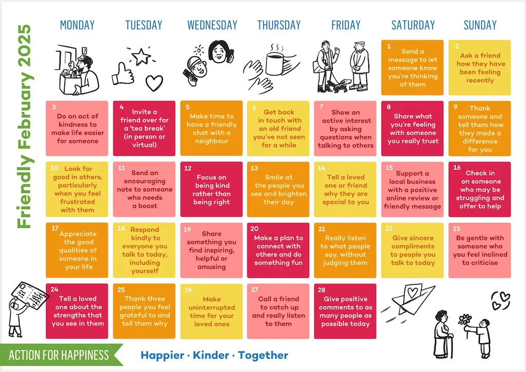 Action for Happiness - Friendlier February Calendar