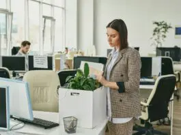 Redundant worker leaving office