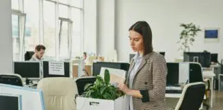 Redundant worker leaving office