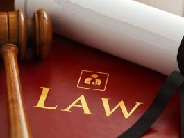 Legal book with gavel