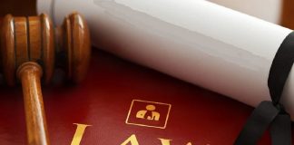 Legal book with gavel