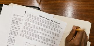 person reading employment agreement