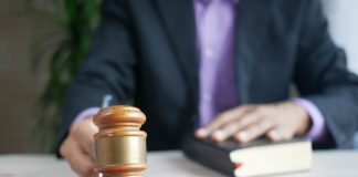 judge with gavel in hand