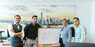 new employee welcome by small team