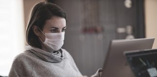 remote worker wearing mask